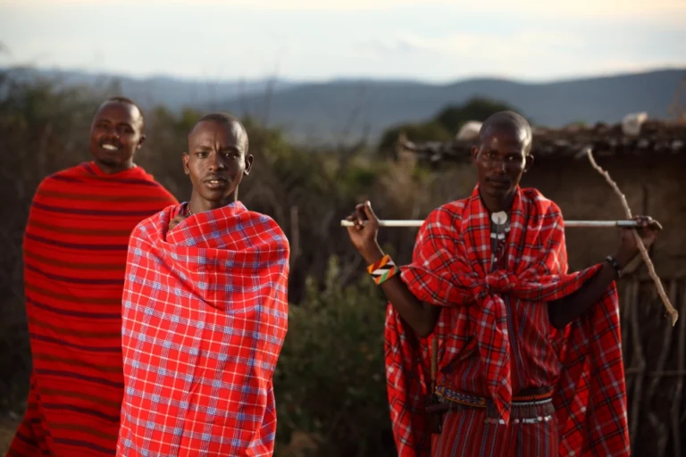 Maasai village visit in Tanzania with traditional Maasai people